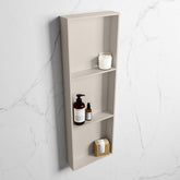 MONDIAZ EASY Niche 89.5x29.5cm in solid surface colour Linen | Linen. 3 compartments suitable for recessing or surface mounting