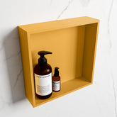 MONDIAZ EASY Niche 29.5x29.5cm in solid surface color Ocher | Ocher. 1 compartment suitable for recessed or surface mounting