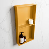 MONDIAZ EASY Niche 59.5x29.5cm in solid surface color Ocher | Ocher. 2 compartments suitable for flush or surface mounting