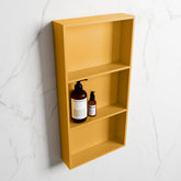 MONDIAZ EASY Niche 59.5x29.5cm in solid surface colour Ocher | Ocher. 3 compartments suitable for recessing or surface mounting