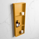 MONDIAZ EASY Niche 89.5x29.5cm in solid surface colour Ocher | Ocher. 3 compartments suitable for recessing or surface mounting