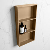 MONDIAZ EASY Niche 59.5x29.5cm in solid surface color Oro | Oro. 3 compartments suitable for recessing or surface mounting