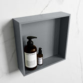 MONDIAZ EASY Niche 29.5x29.5cm in solid surface colour Plata | Plata. 1 compartment suitable for recessed or surface mounting