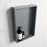 MONDIAZ EASY Niche 44.5x29.5cm in solid surface colour Plata | Plata. 1 compartment suitable for recessed or surface mounting