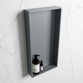 MONDIAZ EASY Niche 59.5x29.5cm in solid surface color Plata | Plata. 1 compartment suitable for recessed or surface mounting