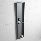 MONDIAZ EASY Niche 89.5x29.5cm in solid surface colour Plata | Plata. 2 compartments suitable for recessed or surface mounting