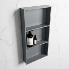 MONDIAZ EASY Nis 59,5x29,5cm in solid surface kleur Plata | Plata. 3 vakken geschikt voor in- of opbouw