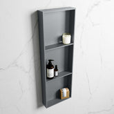 MONDIAZ EASY Niche 89.5x29.5cm in solid surface color Plata | Plata. 3 compartments suitable for recessing or surface mounting