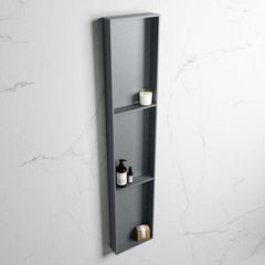 MONDIAZ EASY Nis 149,5x29,5cm in solid surface kleur Plata | Plata. 3 vakken geschikt voor in- of opbouw