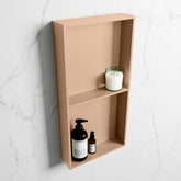 MONDIAZ EASY Niche 59.5x29.5cm in Solid Surface Rosee | Rosee. 2 compartments suitable for recessing or surface mounting