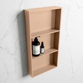 MONDIAZ EASY Niche 59.5x29.5cm in solid surface colour Rosee | Rosee. 3 compartments suitable for recessing or surface mounting