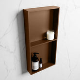 MONDIAZ EASY Niche 59.5x29.5cm in solid surface colour Rust | Rust. 2 compartments suitable for recessed or surface mounting
