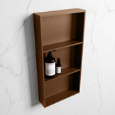 MONDIAZ EASY Niche 59.5x29.5cm in solid surface colour Rust | Rust. 3 compartments suitable for recess or surface mounting