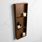 MONDIAZ EASY Niche 89.5x29.5cm in solid surface colour Rust | Rust. 3 compartments suitable for recessing or surface mounting