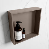 MONDIAZ EASY Niche 29.5x29.5cm in solid surface colour Smoke | Smoke. 1 compartment suitable for recessed or surface mounting