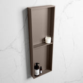 MONDIAZ EASY Niche 149.5x29.5cm in solid surface colour Smoke | Smoke. 2 compartments suitable for recess or surface mounting