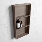 MONDIAZ EASY Niche 59.5x29.5cm in solid surface colour Smoke | Smoke. 3 compartments suitable for recessing or surface mounting