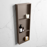 MONDIAZ EASY Niche 89.5x29.5cm in solid surface colour Smoke | Smoke. 3 compartments suitable for recessing or surface mounting