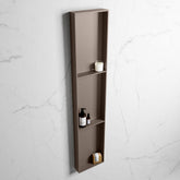 MONDIAZ EASY Niche 149.5x29.5cm in solid surface colour Smoke | Smoke. 3 compartments suitable for recessing or surface mounting