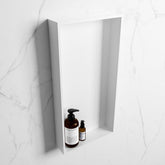 MONDIAZ EASY Niche 59.5x29.5cm in solid surface colour Talc | Talc. 1 compartment suitable for recessed or surface mounting