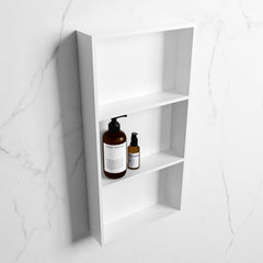 MONDIAZ EASY Nis 59,5x29,5cm in solid surface kleur Talc | Talc. 3 vakken geschikt voor in- of opbouw