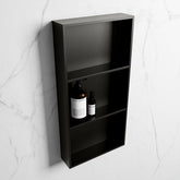 MONDIAZ EASY Niche 59.5x29.5cm in solid surface Urban color | Urban. 3 compartments suitable for recessing or surface mounting