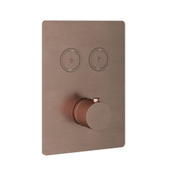 Hotbath Cobber PB009QEXT afbouwdeel voor inbouw thermostaat met 2 pushbuttons - Geborsteld Koper PVD