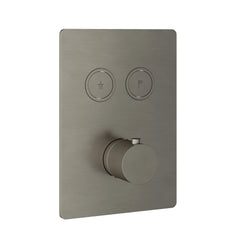 Hotbath Cobber PB009QEXT afbouwdeel voor inbouw thermostaat met 2 pushbuttons - Geborsteld Nikkel