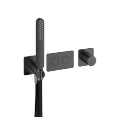 Hotbath Gal PB7071EXTBGP afbouwdeel - inbouwthermostaat met 2 pushbuttons - Geborsteld Gunmetal PVD