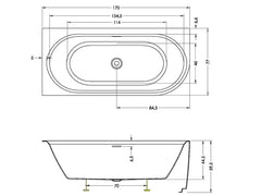 Riho Desire Corner halfvrijstaand bad 184x84cm acryl - rechts - met badvuller
