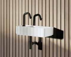 Riho Catching Waves fontein - solid surface - met kraangat - links/rechts - mat wit