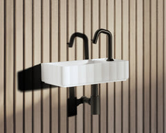 Riho Catching Waves fontein - solid surface - met kraangat - links/rechts - mat wit