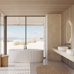 Riho Catching Waves Vrijstaand Bad - solid surface- 174x82cm - mat wit