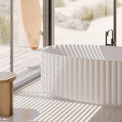 Riho Catching Waves Vrijstaand Bad - solid surface- 174x82cm - mat wit