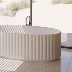 Riho Catching Waves Vrijstaand Bad - solid surface- 174x82cm - mat wit