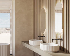 Riho Catching Waves waskom - solid surface - Mat wit - 55.9x38.8x10.9cm