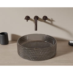 Riho Glamour Waskom - 35.5x35.5x11cm - glas - Smoke/Goud