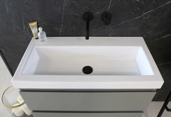 Ink Roots wastafel porselein met 1 kraangat - Glans Wit - 100x40x6cm - 0300622