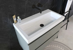 Ink Roots wastafel porselein met 1 kraangat - Glans Wit - 100x40x6cm - 0300622