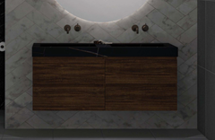 Ink Pitch dubbele meubelwastafel 160x45cm keramische slab - zonder kraangaten - Armani grey - 0210441