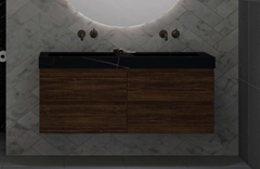 Ink Pitch dubbele meubelwastafel 160x45cm keramische slab - zonder kraangaten - Calacatta - 0210440