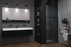 Ink Pitch dubbele meubelwastafel 160x45cm keramische slab - zonder kraangaten - Armani grey - 0210441