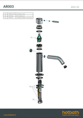 Hotbath Archie AR003 wastafelkraan laag RVS 316