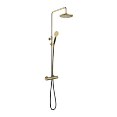 Hotbath Cobber SDS9 thermostatische stortdoucheset - ronde handdouche - 25cm hoofddouche - Geborsteld Messing