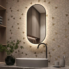 Hipp Design 14900 ovaal rechte spiegel met indirecte LED en spiegelverwarming