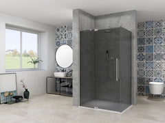 Van Rijn ST08350 douchecabine zij-instap 100x100cm - grijs rookglas - RVS