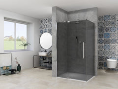 Van Rijn ST08350 douchecabine zij-instap 100x100cm - grijs rookglas - chroom