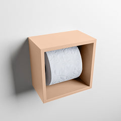 MONDIAZ EASY Toiletrolhouder CUBE 160 solid surface 16x16cm kleur Rosee. Geschikt voor op en inbouw.