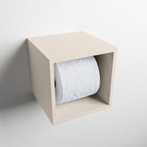 MONDIAZ EASY Toiletrolhouder CUBE 160 solid surface 16x16cm kleur Linen. Geschikt voor op en inbouw.