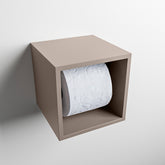 MONDIAZ EASY Toiletrolhouder CUBE 160 solid surface 16x16cm kleur Smoke. Geschikt voor op en inbouw.